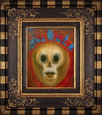 Acrylic painting of skull monkey.